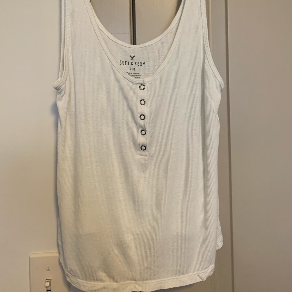 American Eagle soft & sexy white button crop tank